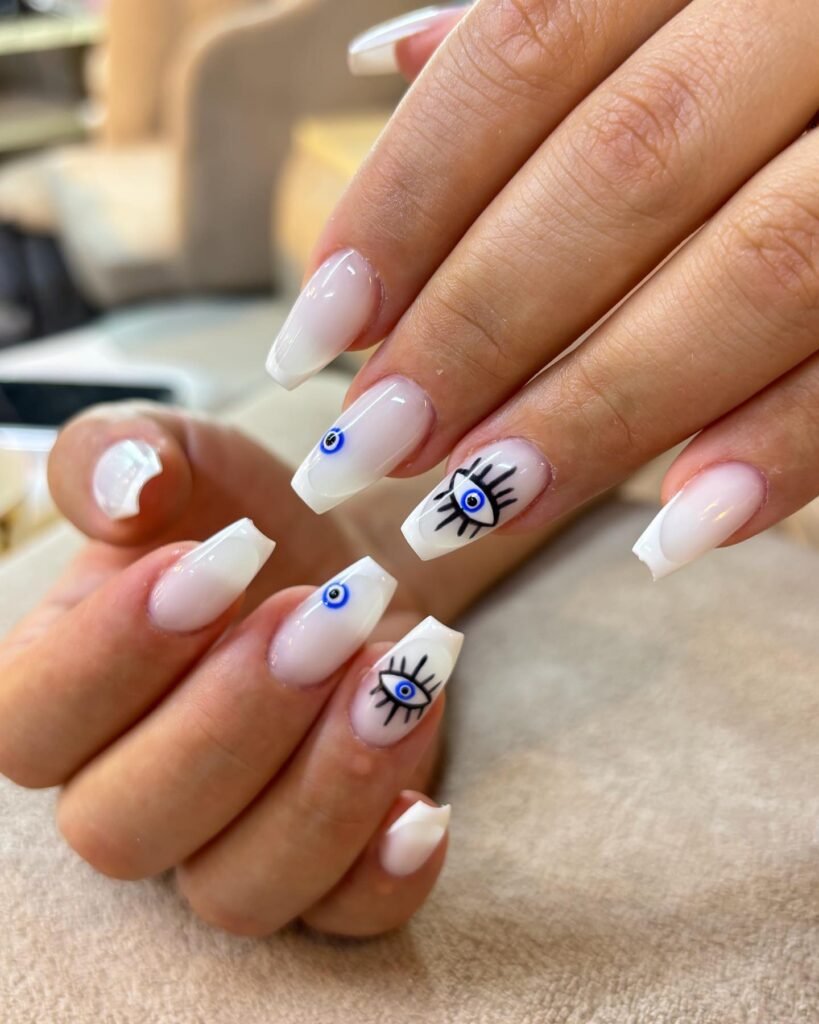 Elegant milky French nails with soft creamy tips, perfect for a timeless and sophisticated look.