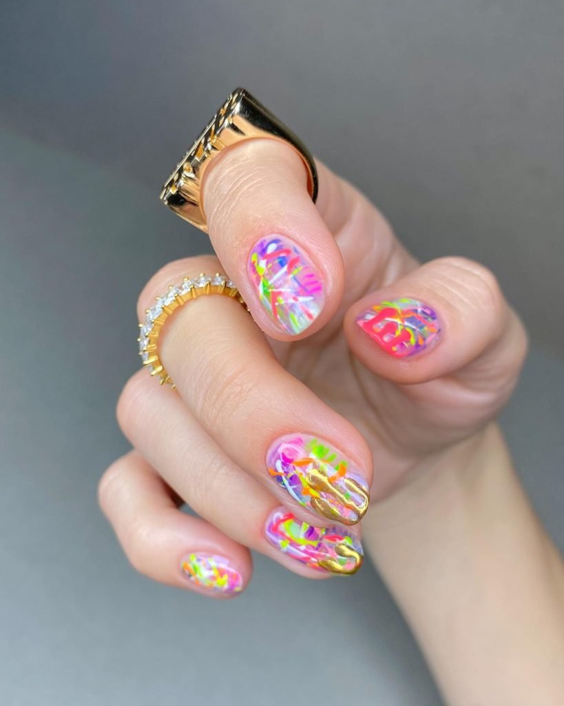 08 Short Maximalist Nails - Short maximalist nail designs prove that bold, extravagant nail art isn't just for long nails. Even with a shorter length, you can rock short maximalist nail designs packed with vibrant colors, intricate patterns, and eye-catching embellishments.