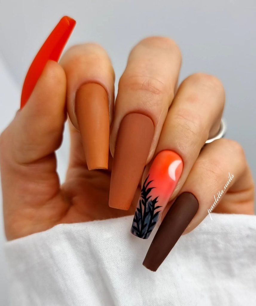 00007 Matte Brown Nails - I’ve always been obsessed with trying new nail trends, and nothing makes me feel more confident than Matte Brown Nail Designs. There’s something irresistibly chic about Matte Brown Nail Designs, whether you choose soft latte shades or rich chocolate tones.