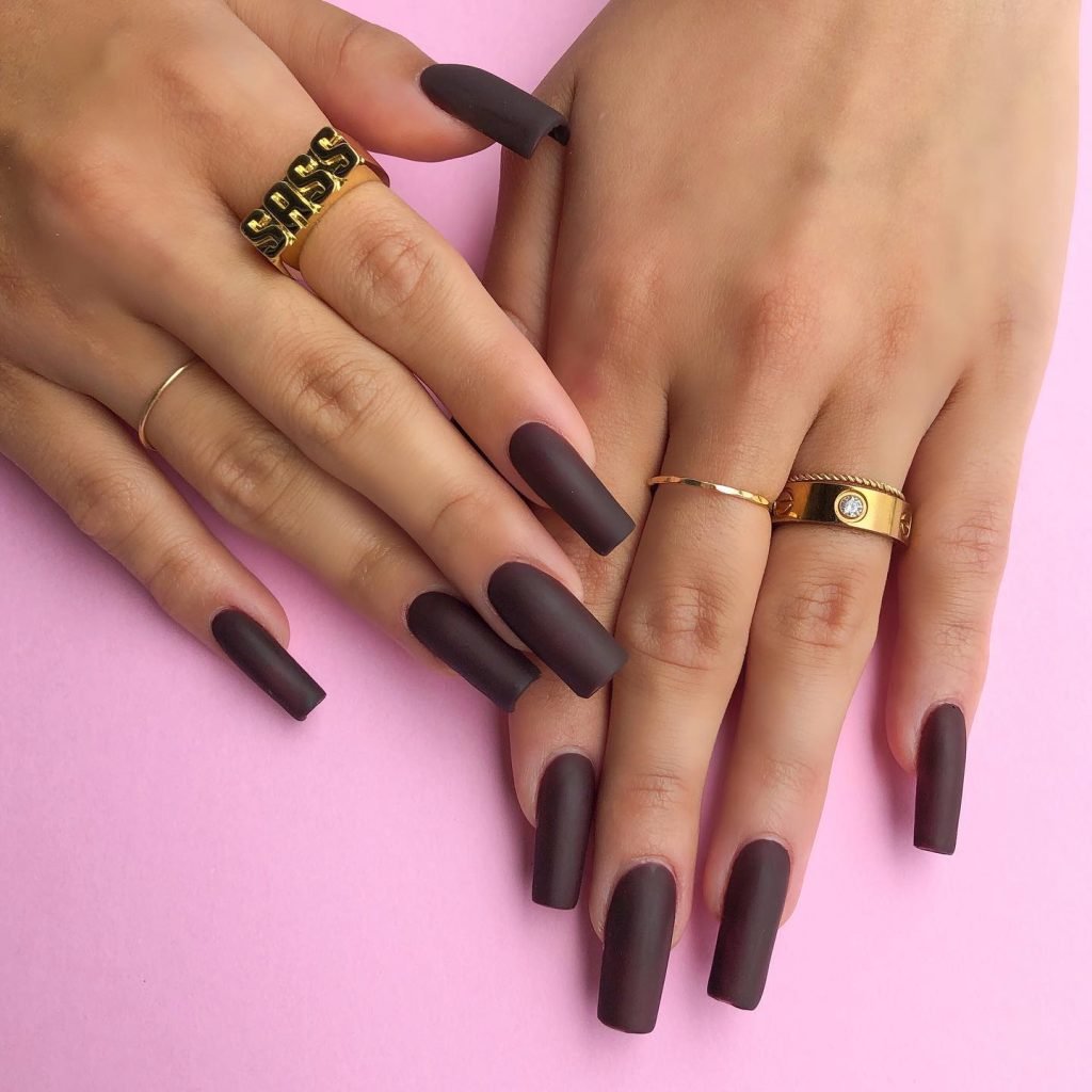 00018 Matte Brown Nails - I’ve always been obsessed with trying new nail trends, and nothing makes me feel more confident than Matte Brown Nail Designs. There’s something irresistibly chic about Matte Brown Nail Designs, whether you choose soft latte shades or rich chocolate tones.