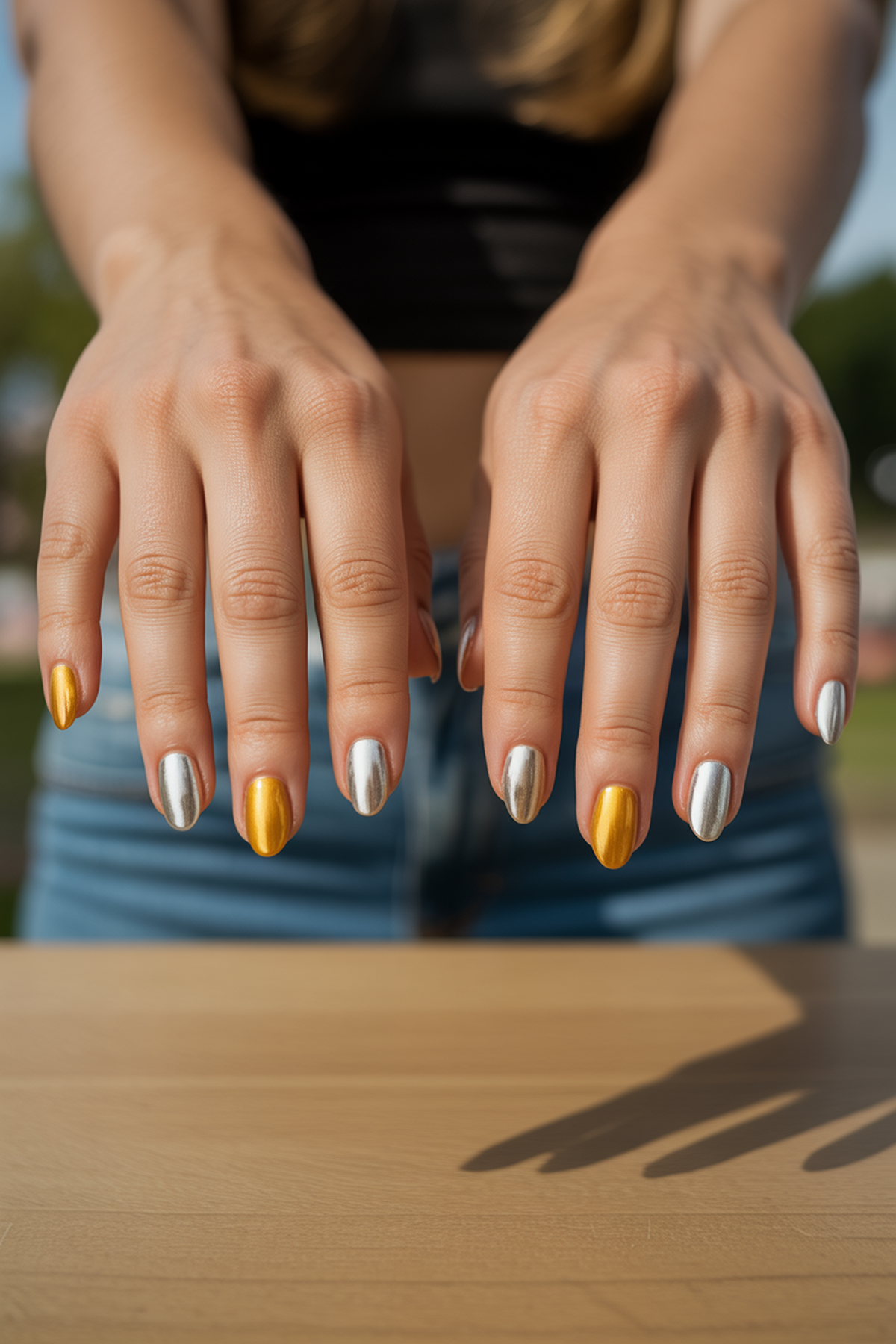 Frosted Silver Ombre And Warm Gold Leaf