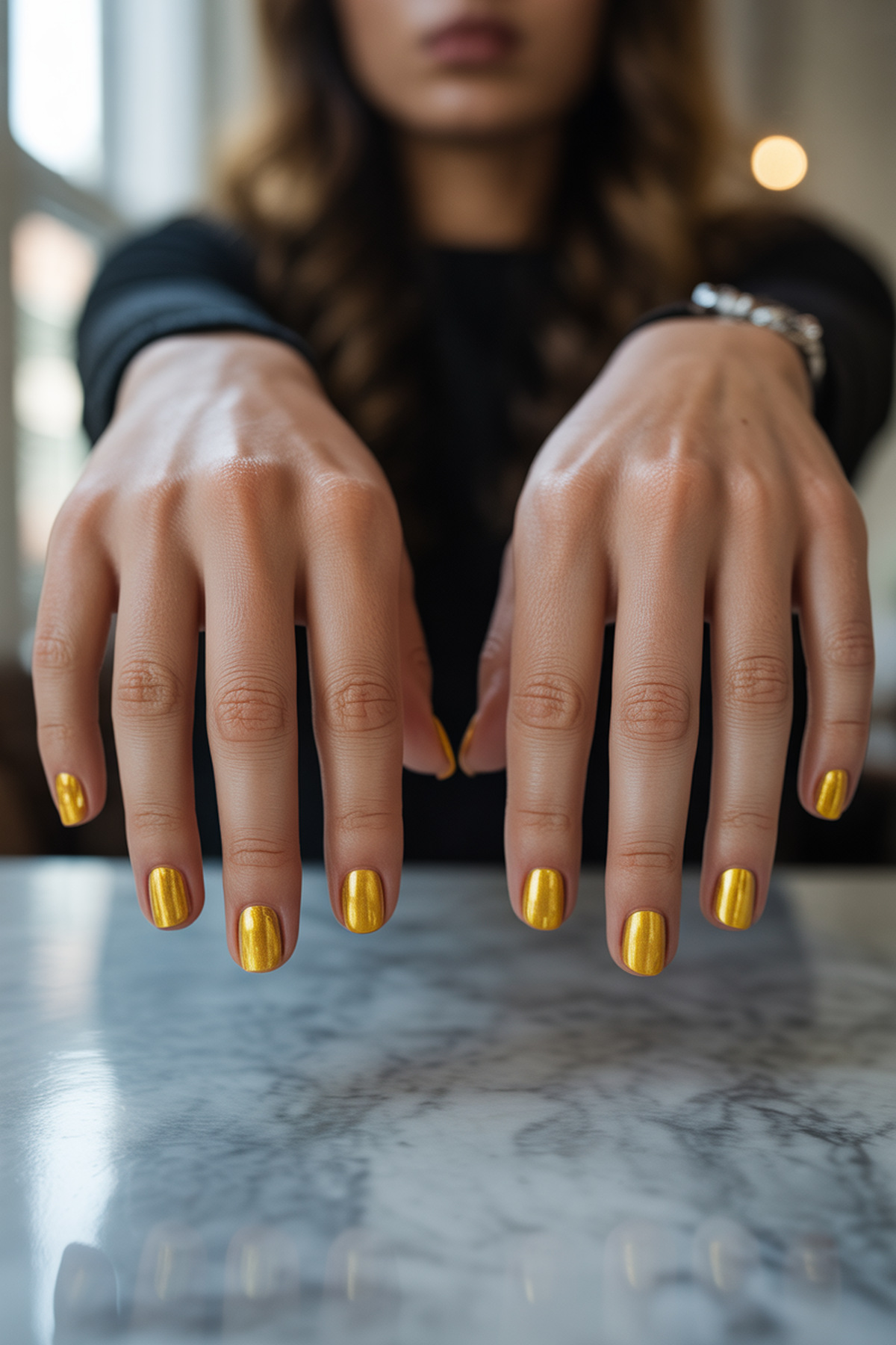 Neon Coral Splash With Gold Leaf Confetti