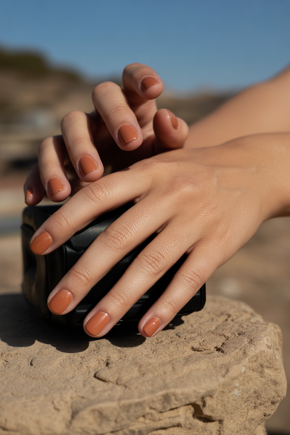 Sandy Terracotta Nails with Matte Finish