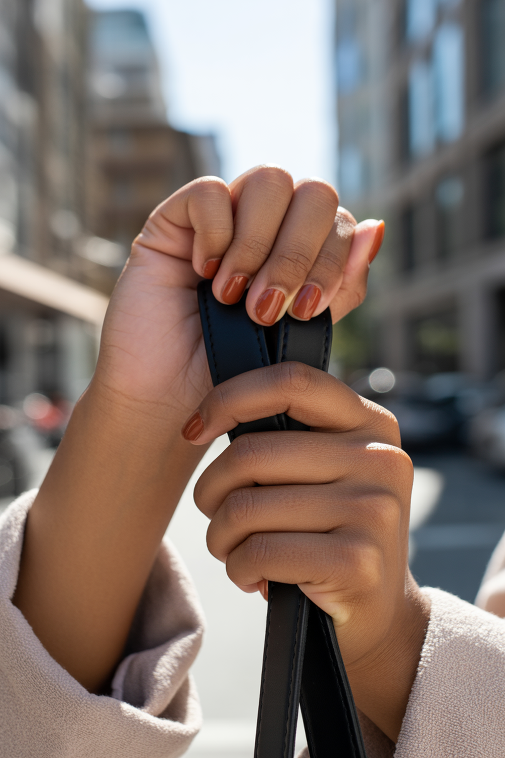 Terracotta Nails with Thin Black Outline