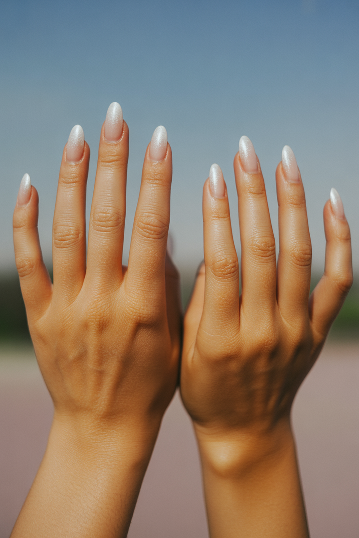 Classic Almond Matte Sand With Micro French Line