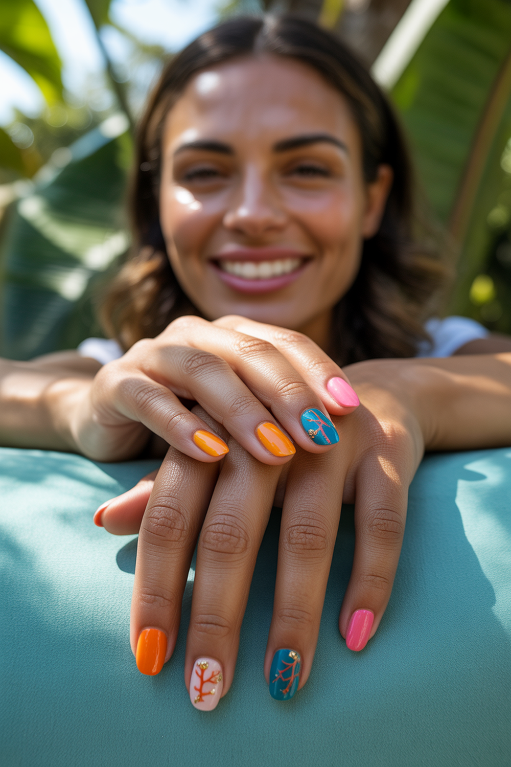 Coral Reef Inspired Bright Nail Art