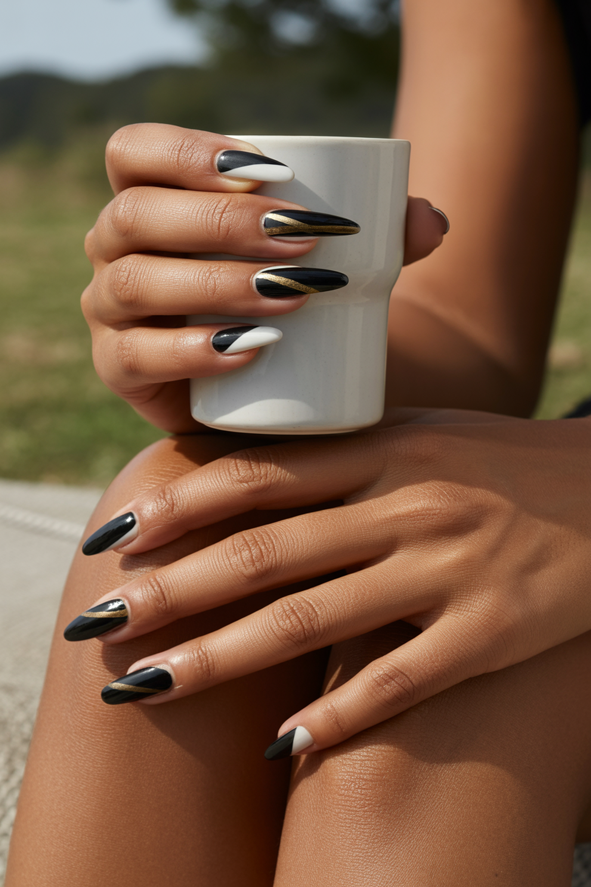 Bold Triangles with Metallic Accents