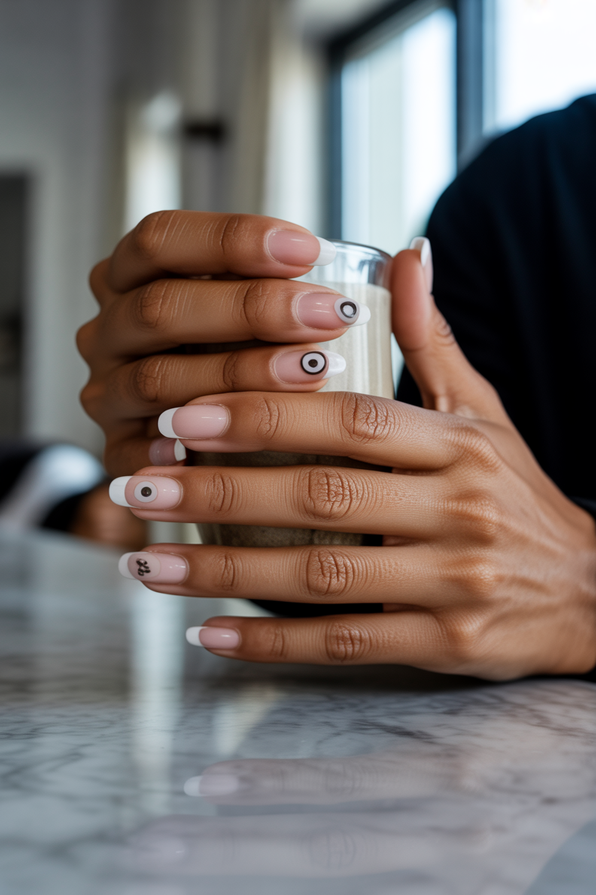 Minimal Circles on Clear Glossy Nails