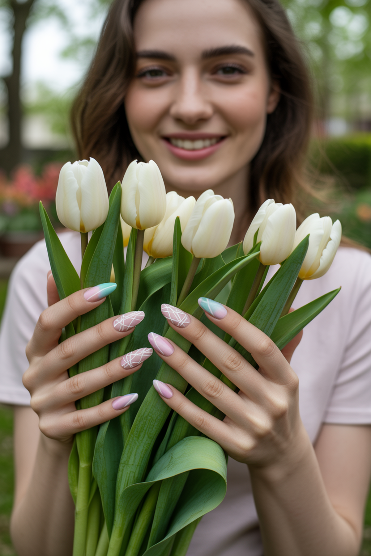 Soft Ombre with Delicate Geometric Overlays