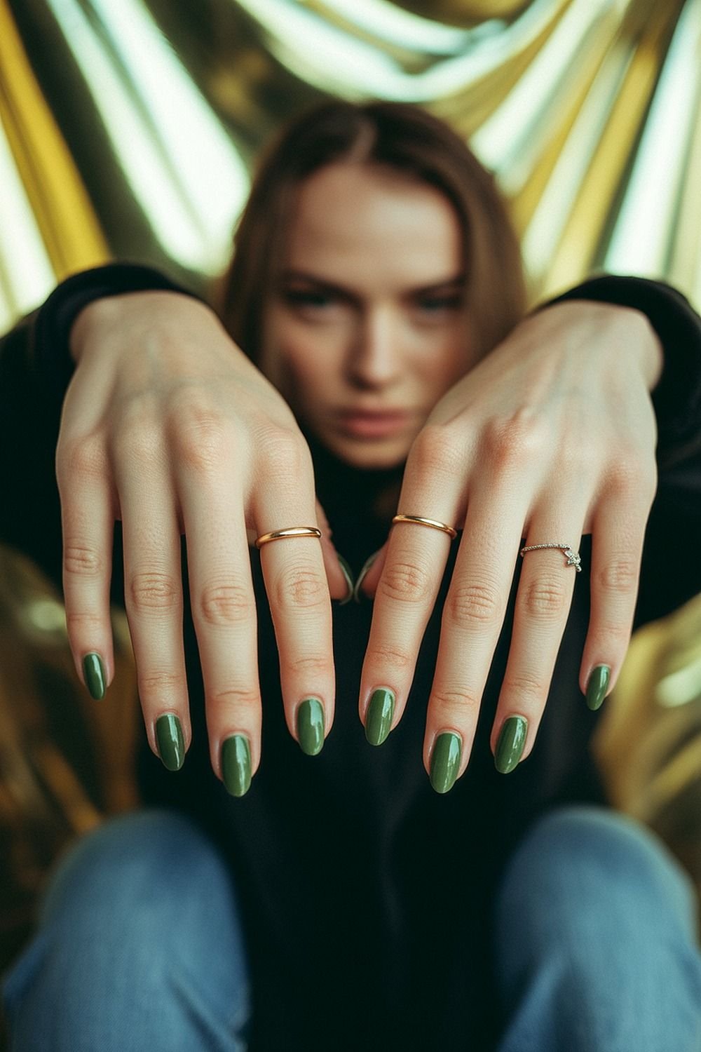 Glossy Maroon With Emerald Gemstone Studs