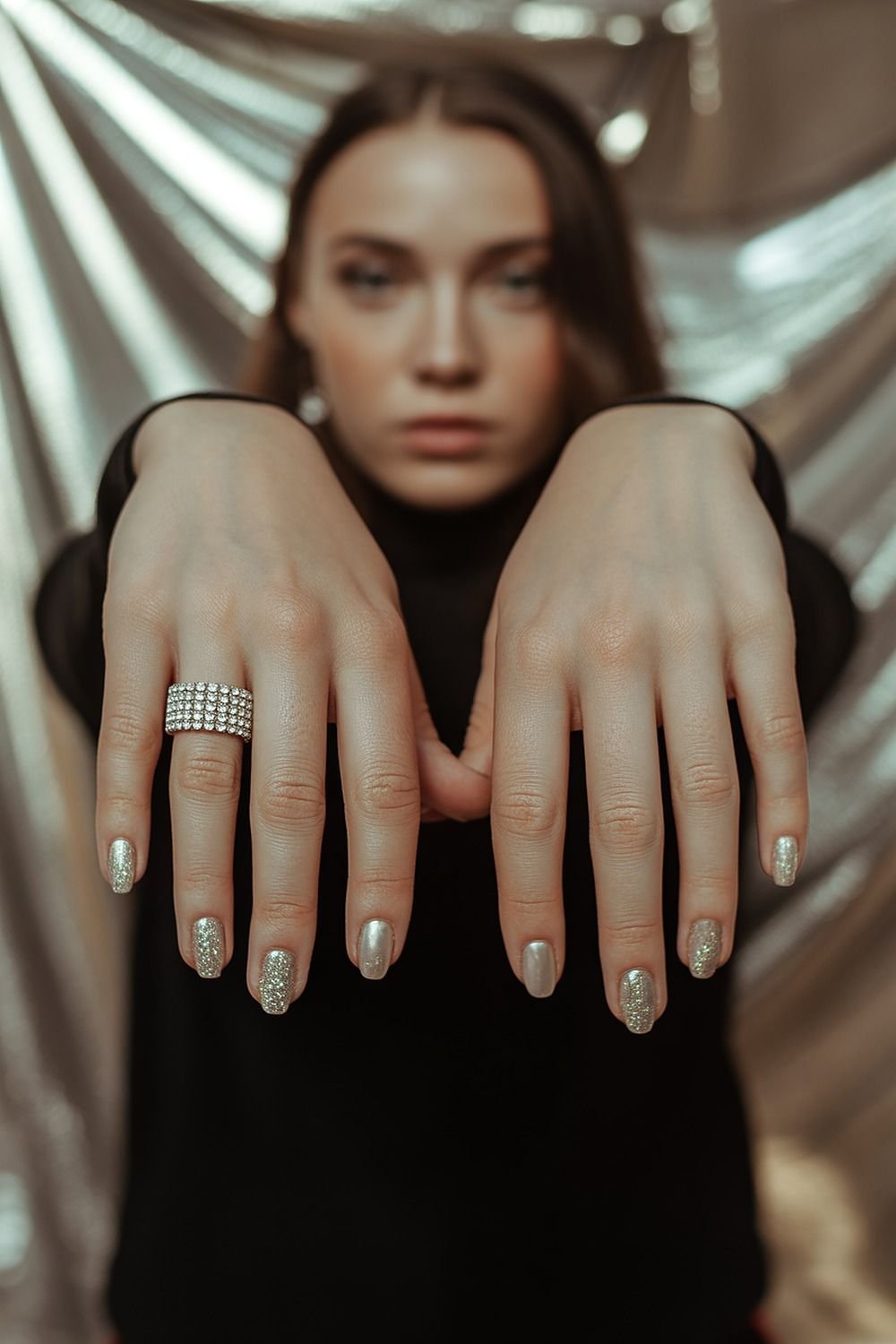 Sparkling Garnet Glitter Ombré On Short Squares