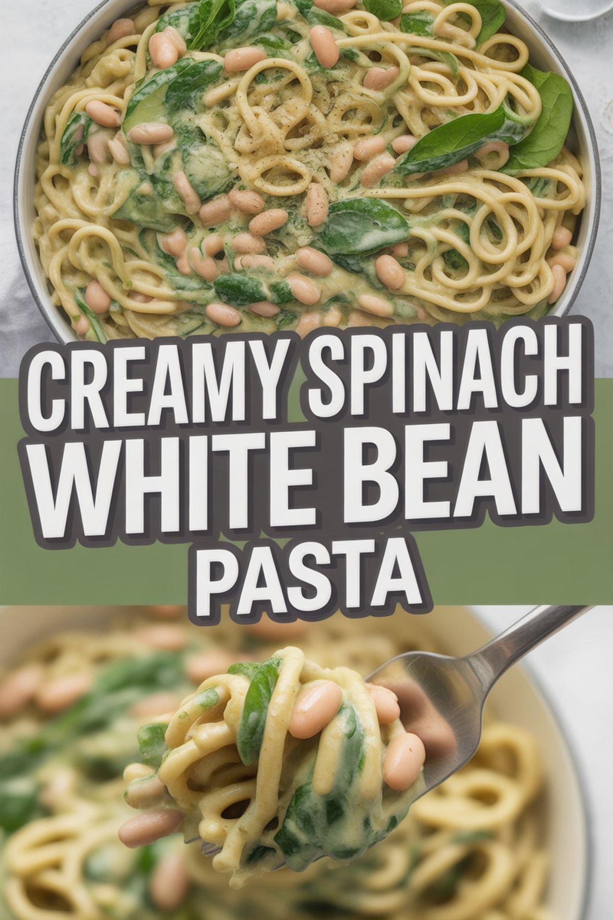 Creamy Spinach White Bean Pasta recipe idea in stylish layout