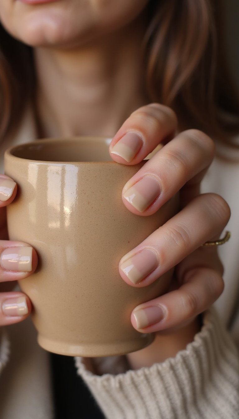 Glossy Mocha Ombre On Almond Nails