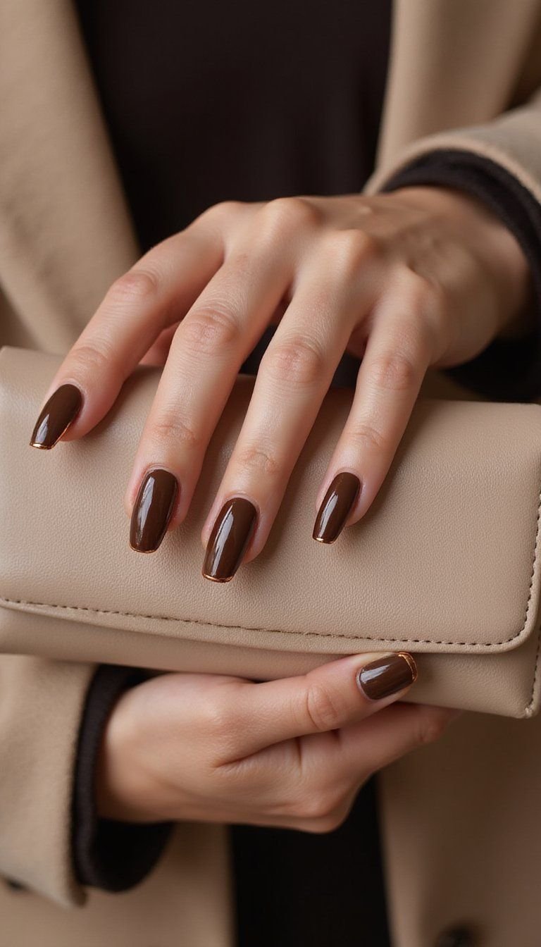 Translucent Mocha Tips With Metallic Edge