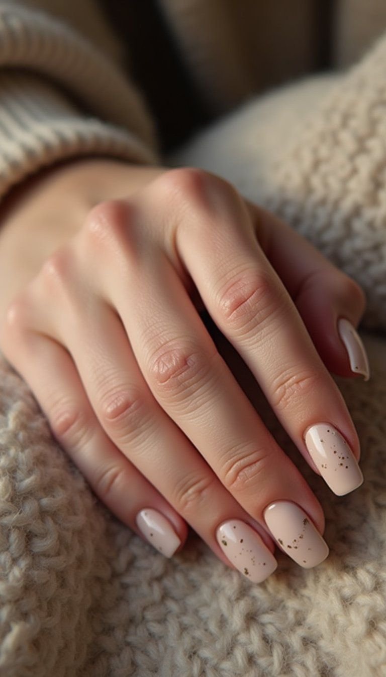 Neutral Beige Milky With Micro Matte Speckle