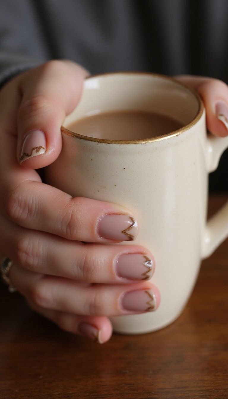 Subtle Beige Milky Geometric Line Art