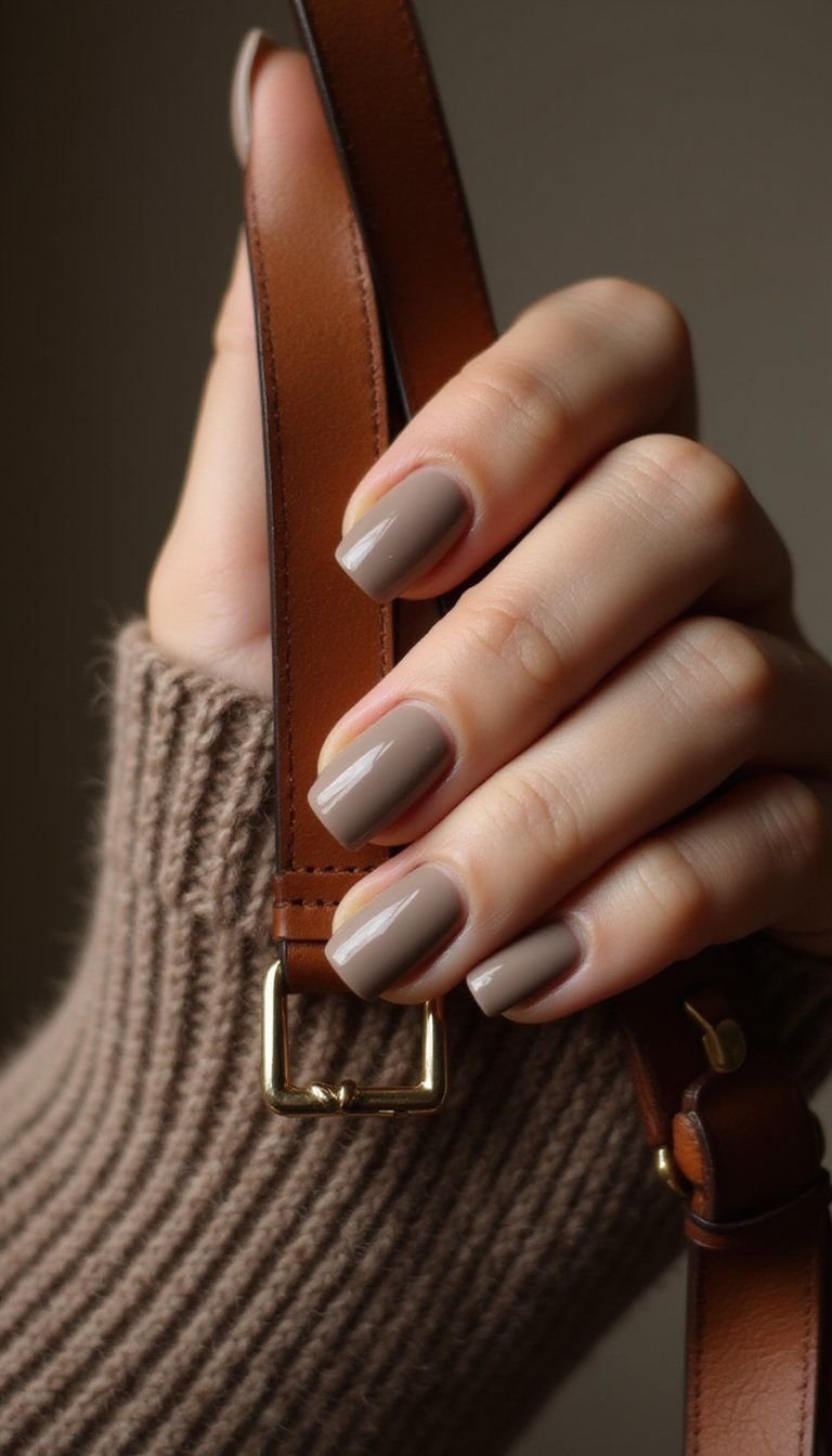 Warm Taupe And Cocoa Cable Knit Mani