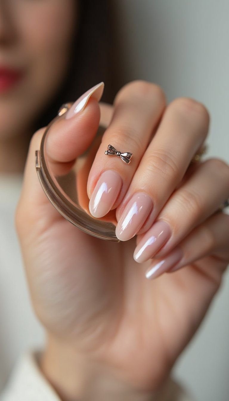 Pearlescent Chrome With Tiny Bow Accent