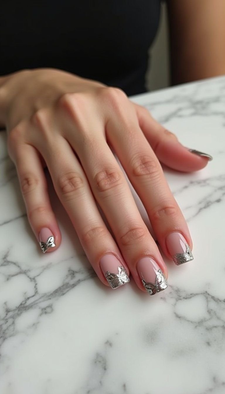 Negative Space Butterfly French With Minimal Lines