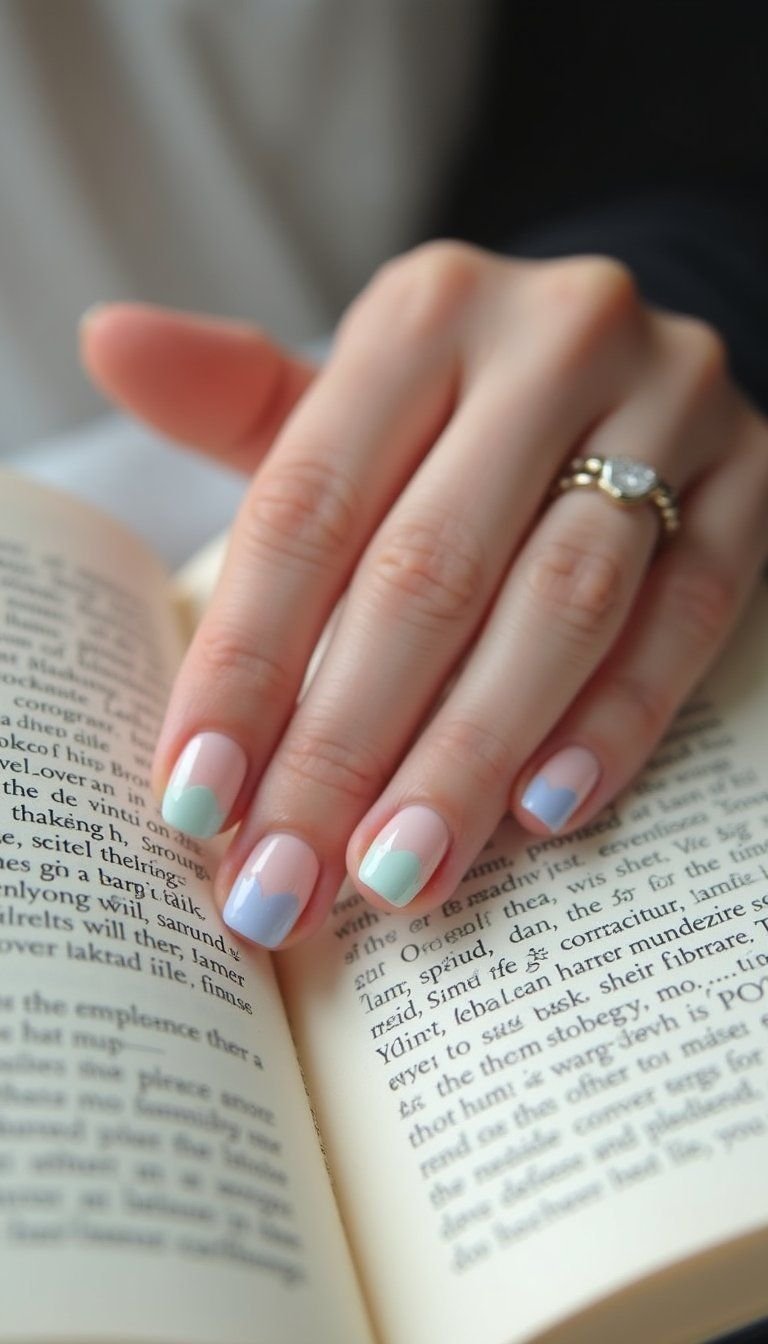 Negative Space Hearts With Pastel French Tips