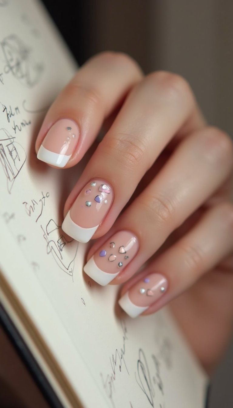 Pastel French With Sketchy Heart Doodles