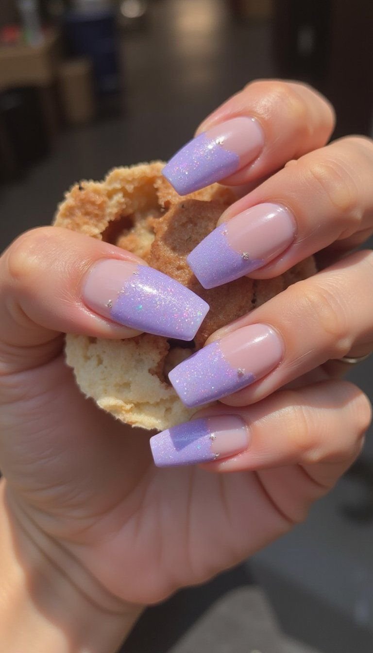 Pastel Glitter Heart French For Party Nails