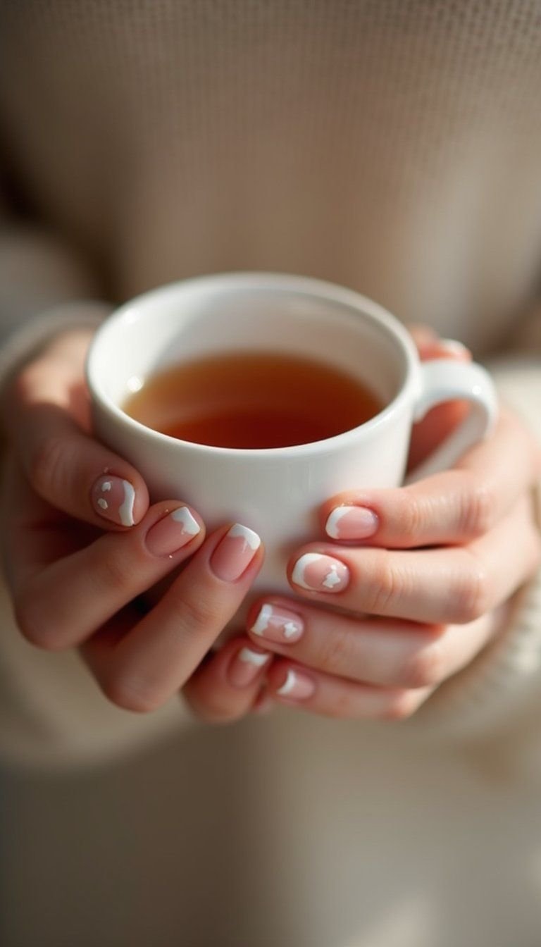 Pastel Tips With Heart Cuticle Moon Design