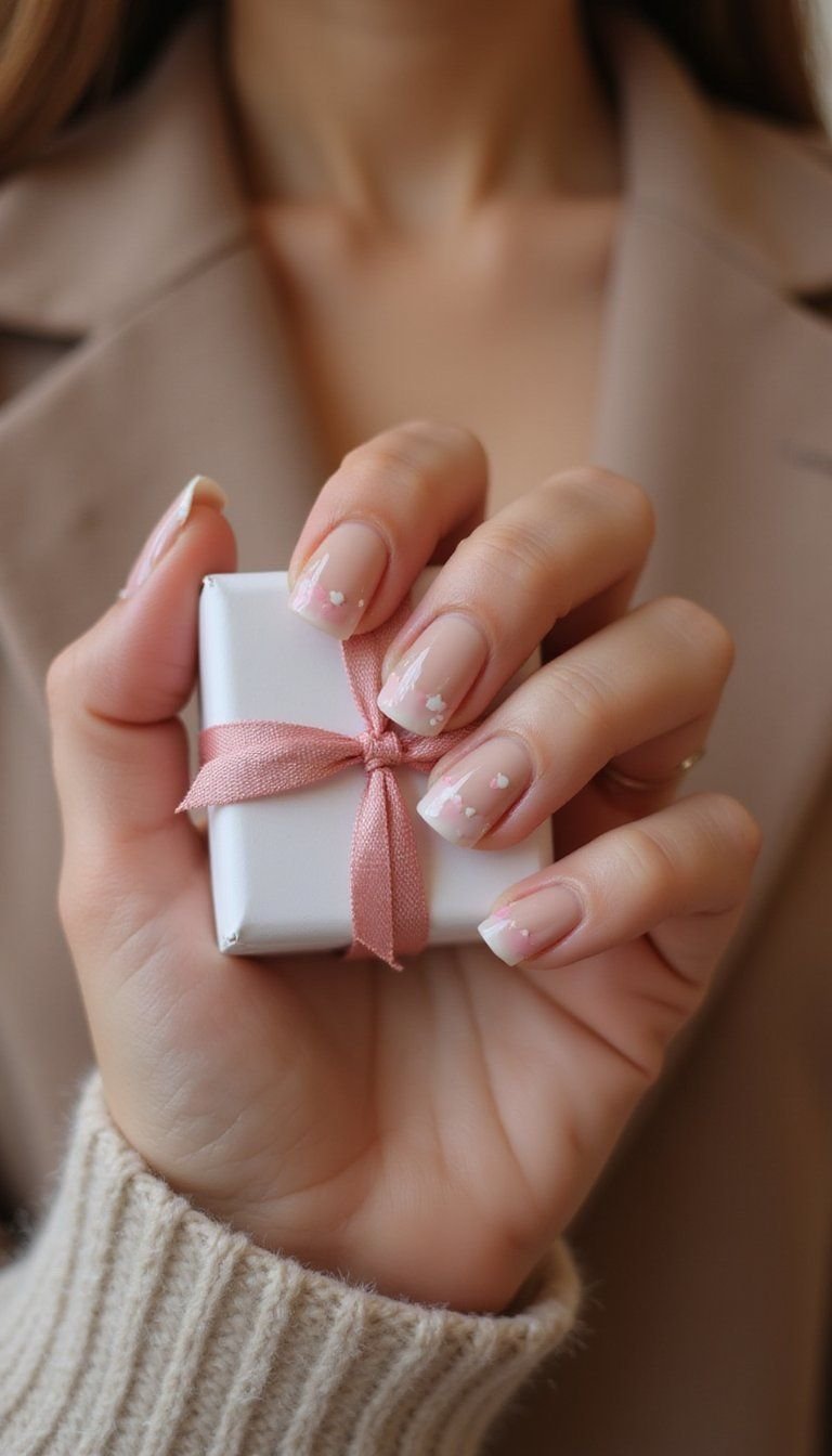 Tiny Heart Confetti On Sheer Pastel French