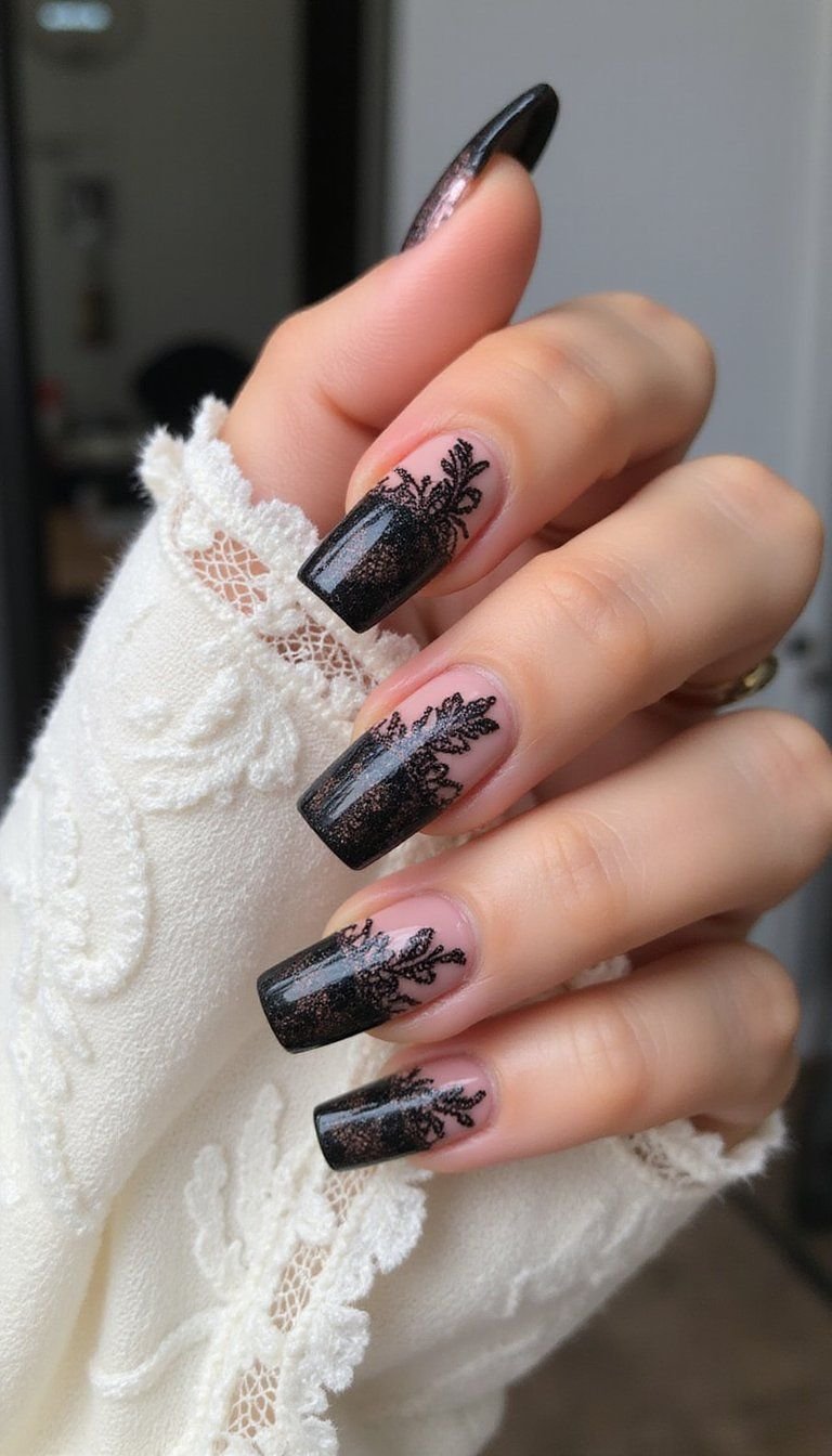 Black Lace Tip For Delicate Gothic Romance