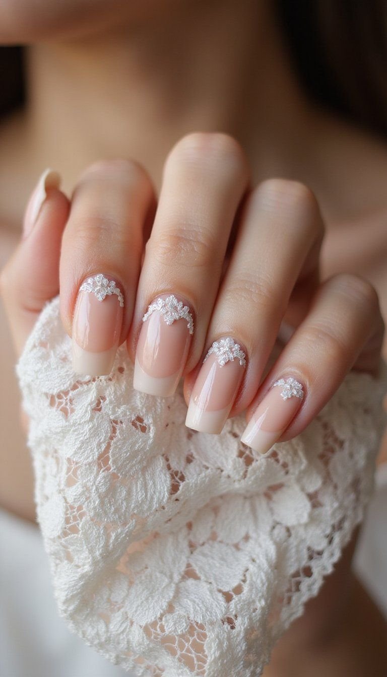 Delicate Lace Accent Press On Set