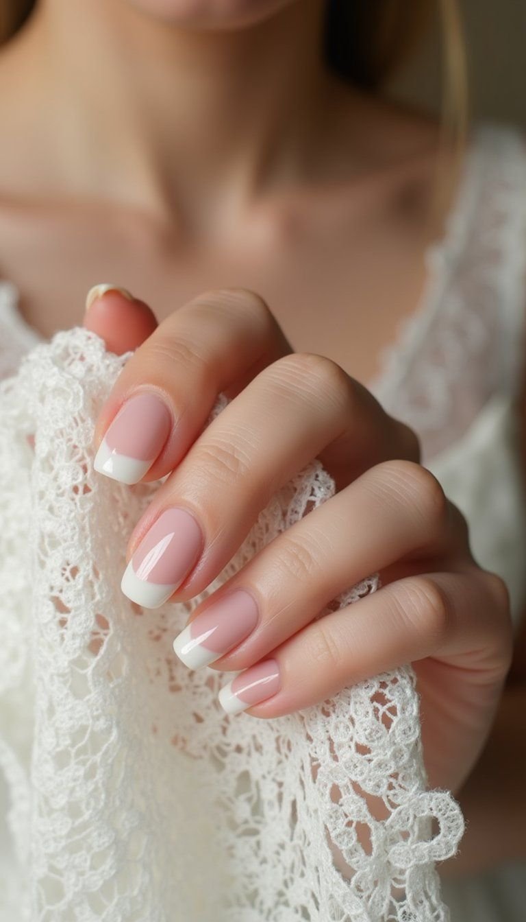 Lace Overlay Oval Press On Nails