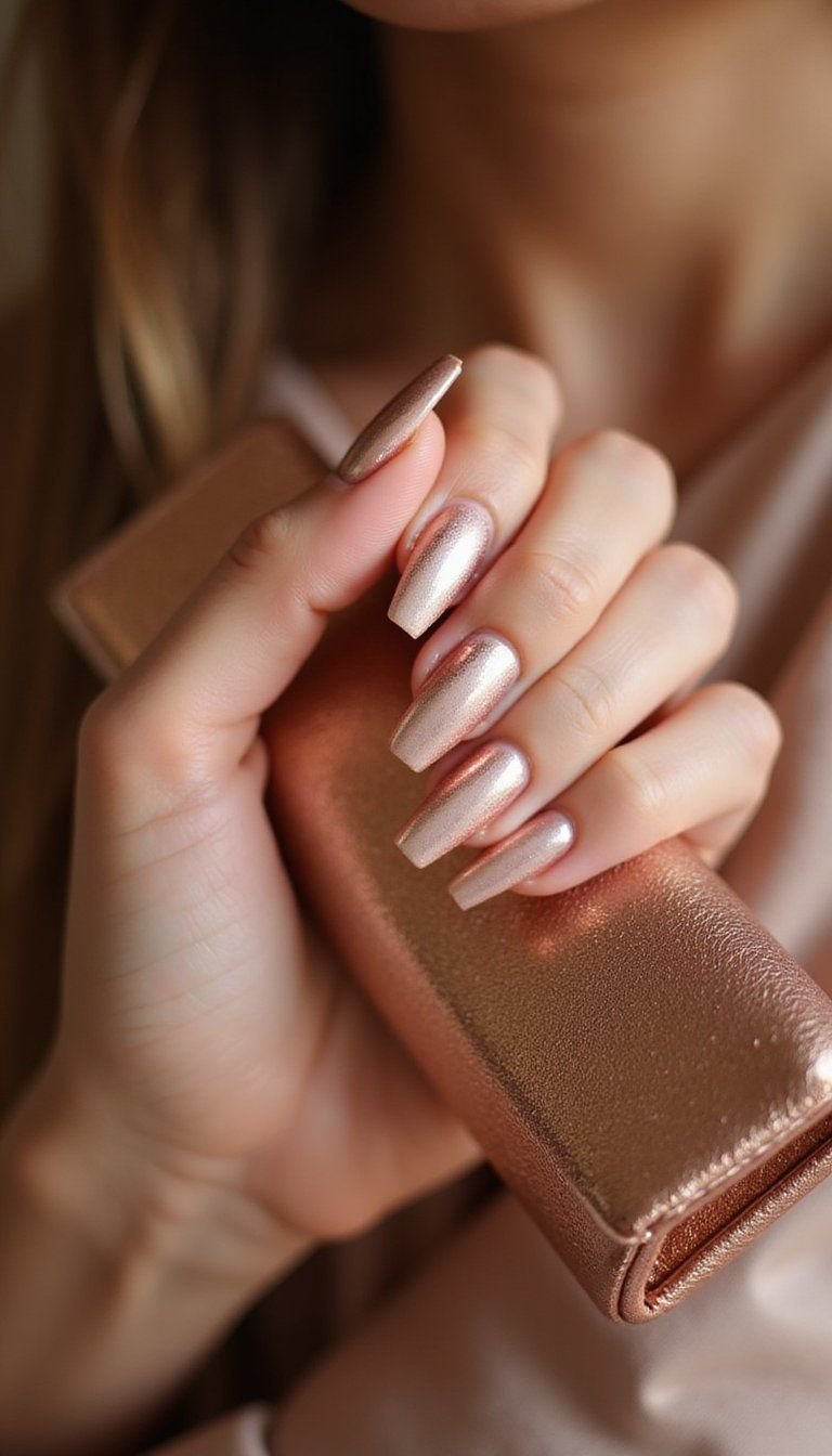 Rose Gold Chrome Press On Nails