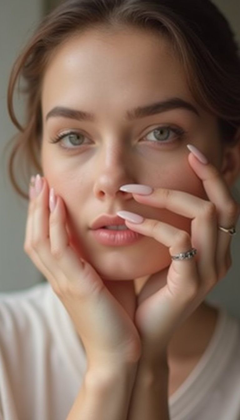 Sheer Pink Gloss Press On Nails For Photos