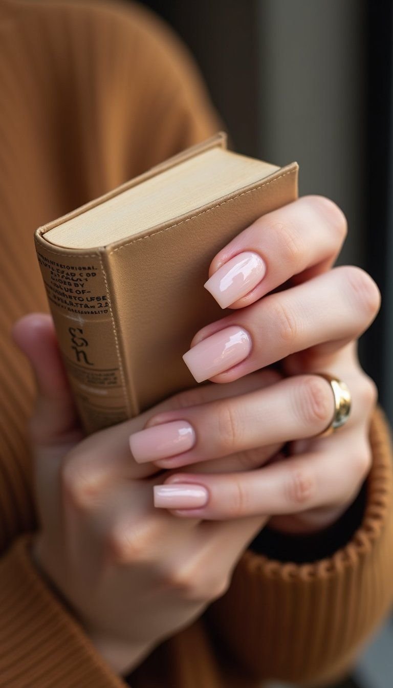 Taupe French Tips With Crisp Clean Lines