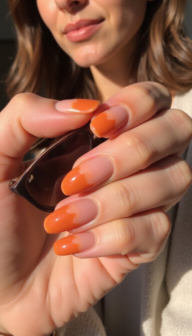 Reverse French Ombre With Terracotta Smile Lines