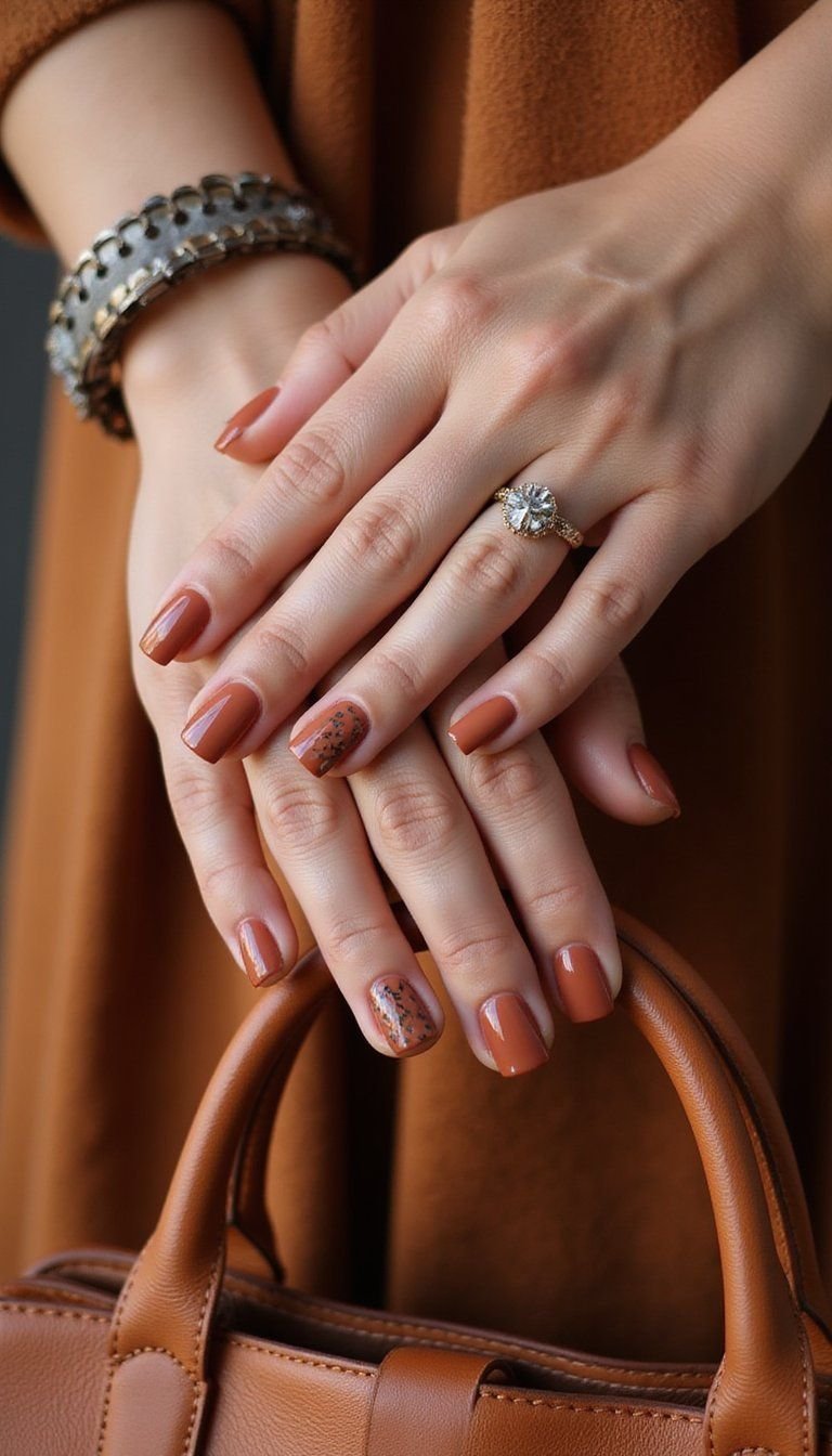 Two-Tone Terracotta And Rust Ombre With French Edge