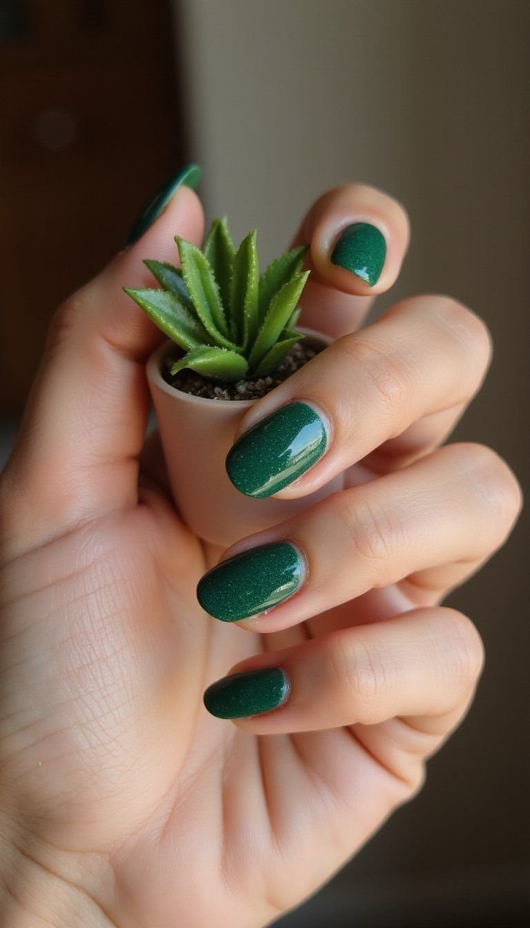 Emerald Forest Velvet Cat Eye Sculpted Almonds