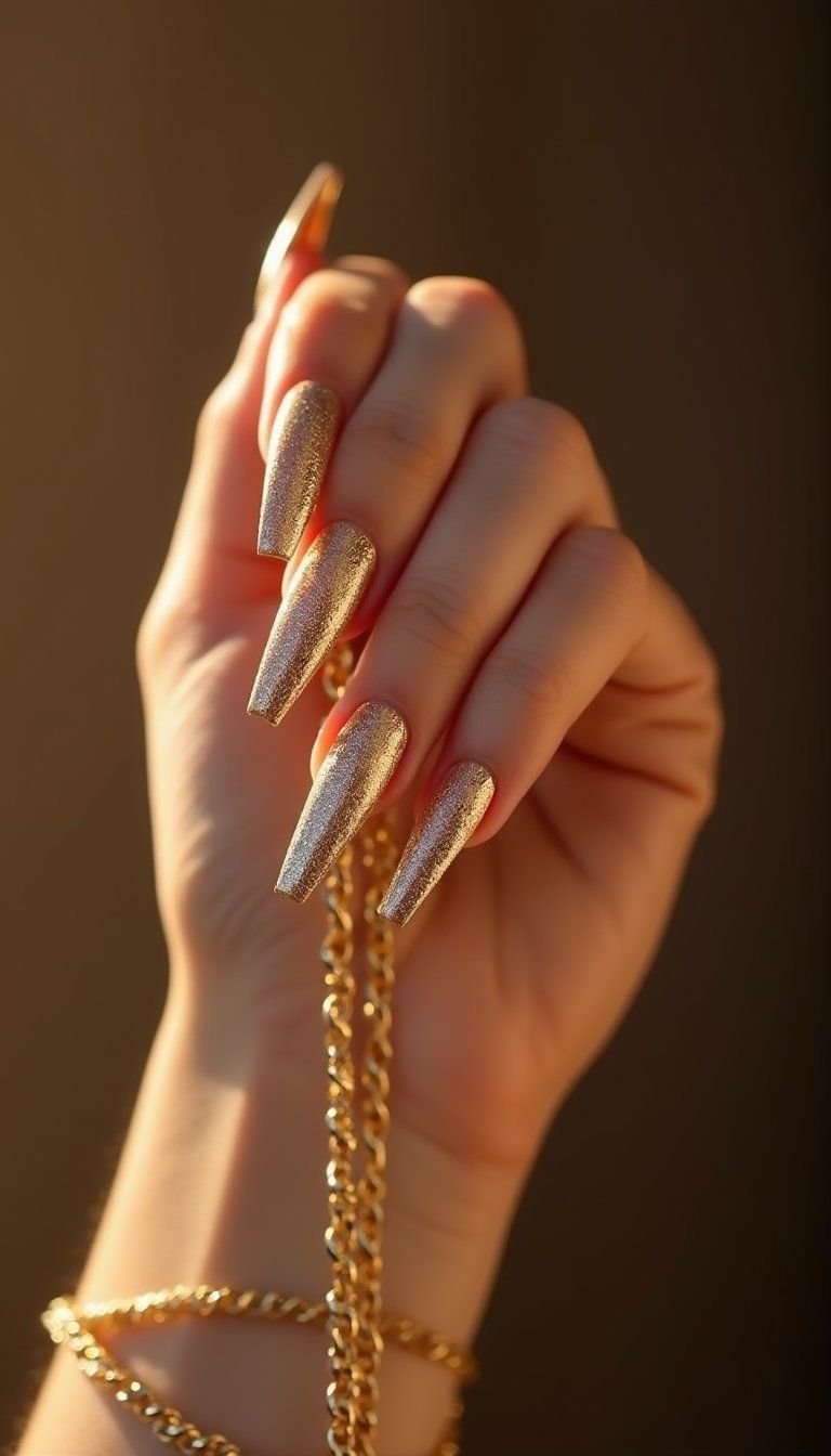 Gold Leaf Velvet Cat Eye Luxe Accent Tips