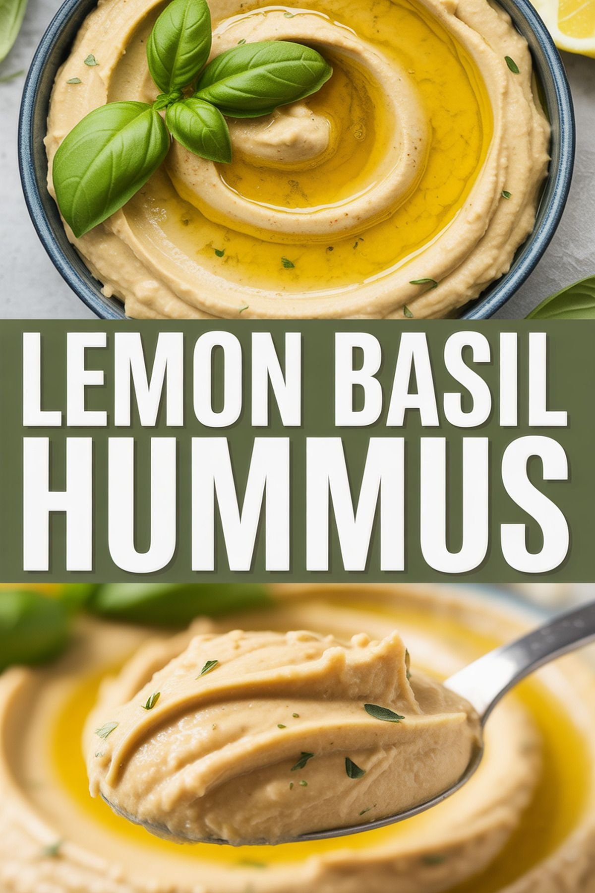Lemon Basil Hummus recipe idea in stylish layout