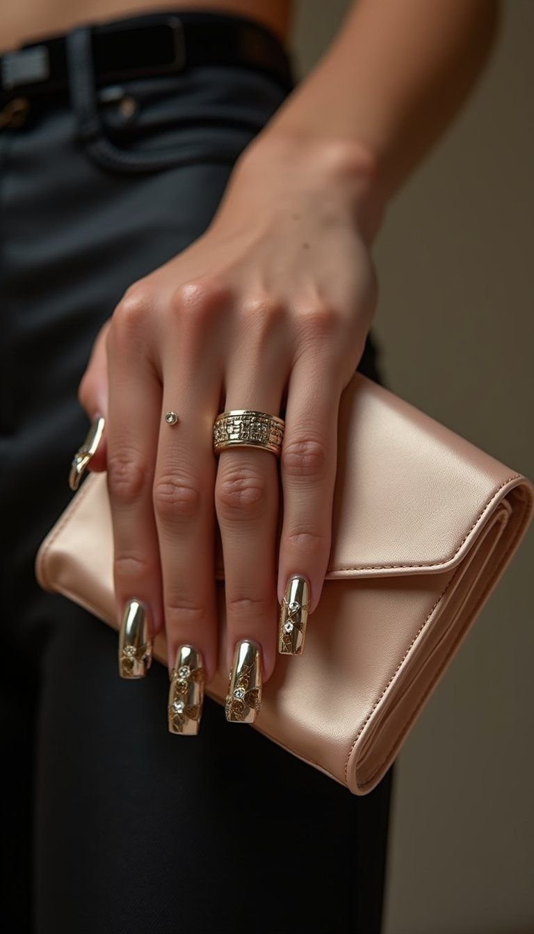 Gold Metallic Checkerboard With Luxe Shine