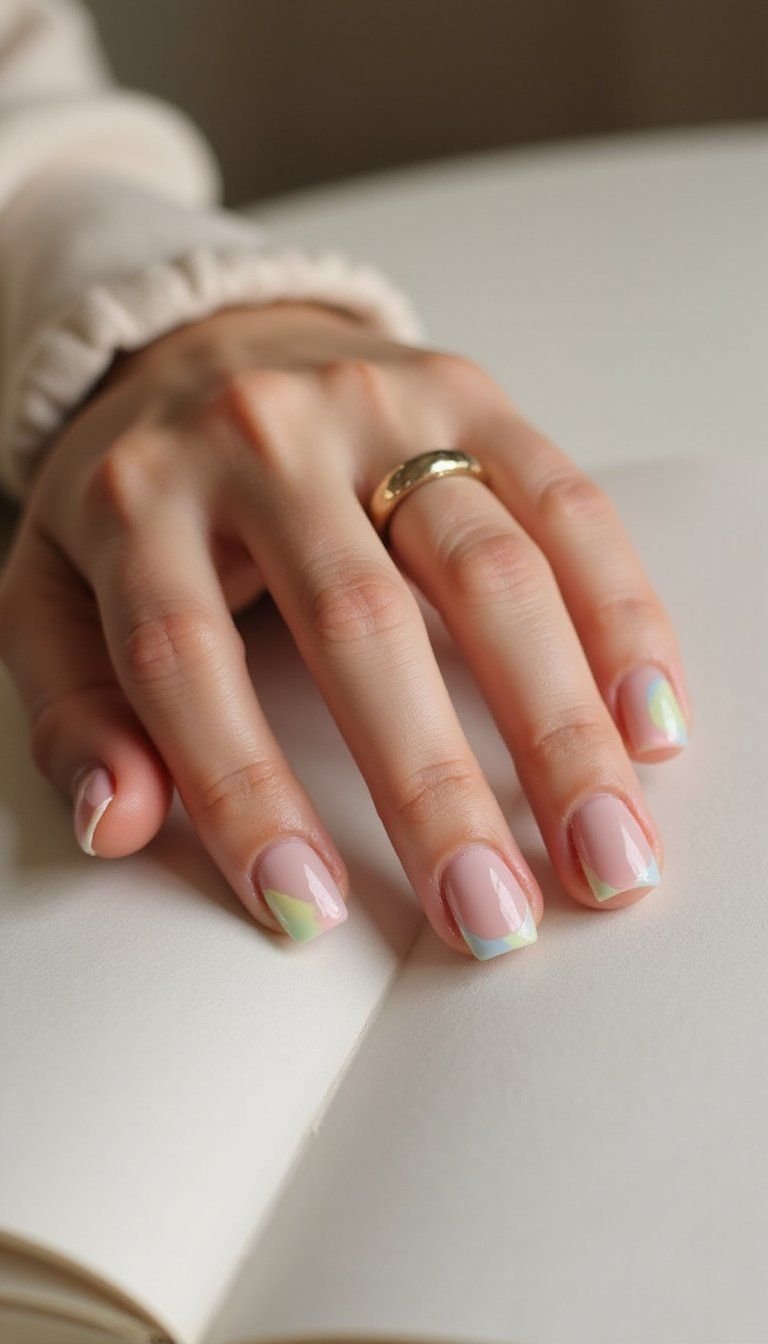 Negative Space Pastel Rainbow French For Modern Vibes