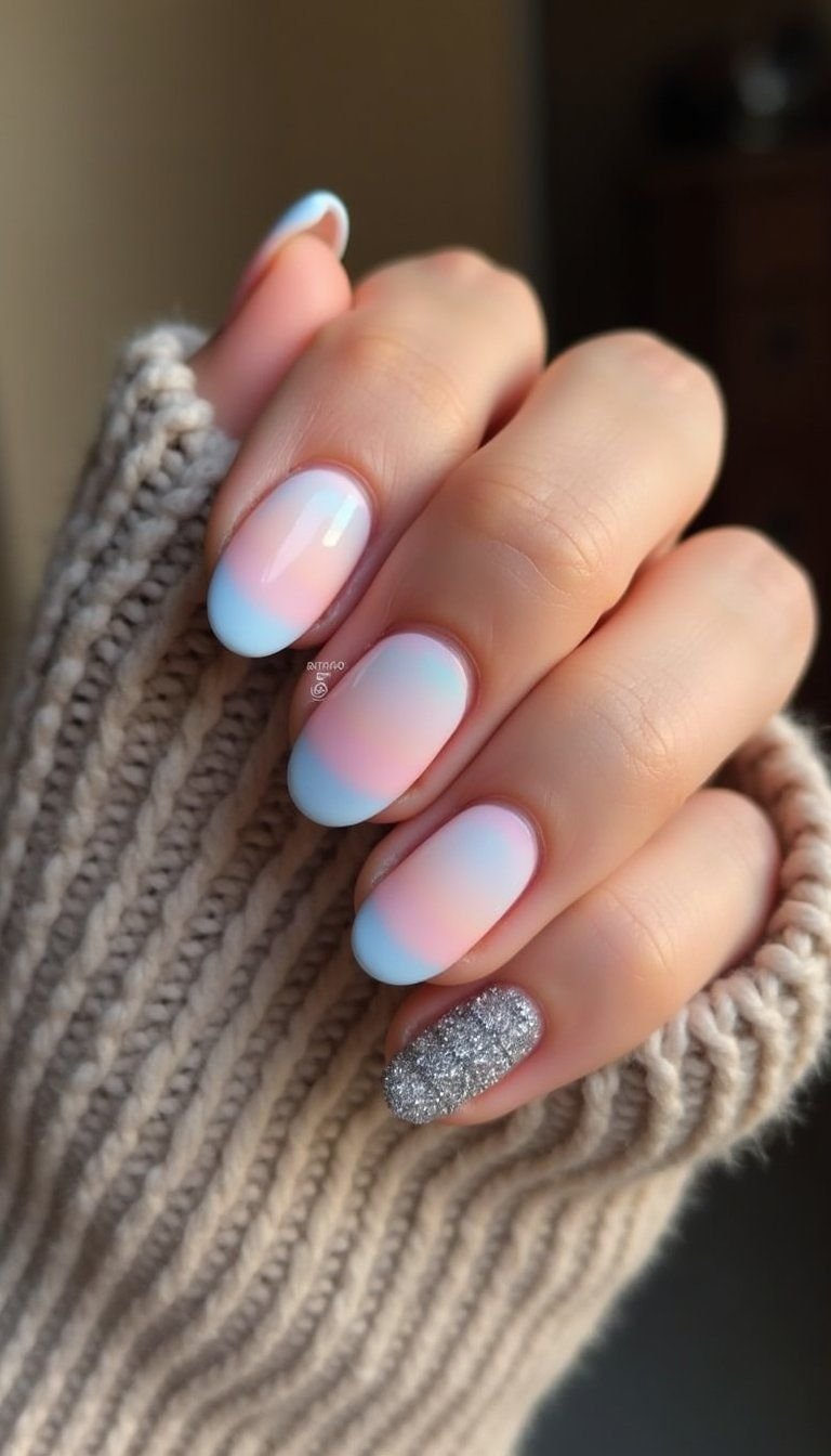 Pastel Rainbow French With Sweater Texture Accent