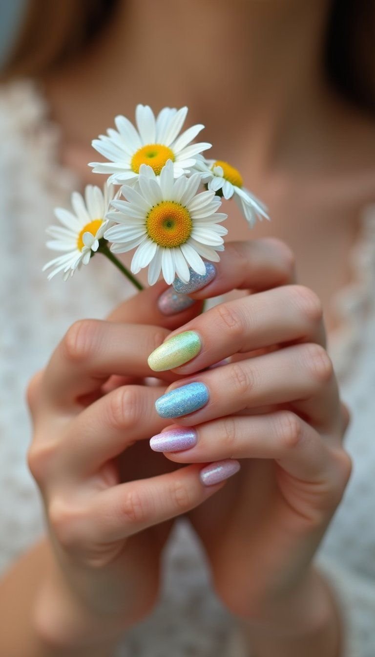 Pastel Ombré Skittle With Soft Glitter Fade