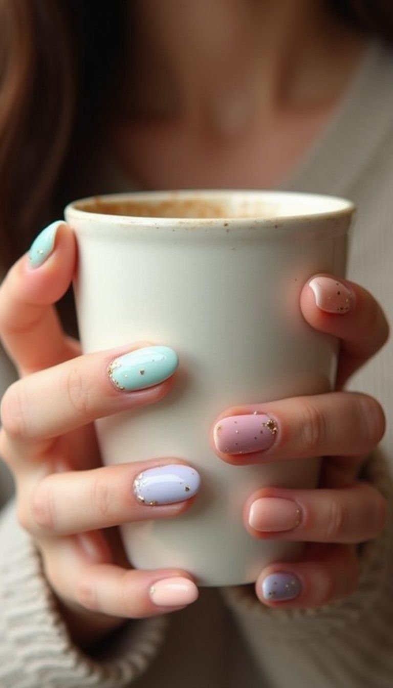 Soft Pastel Rainbow Skittle With Gold Flakes