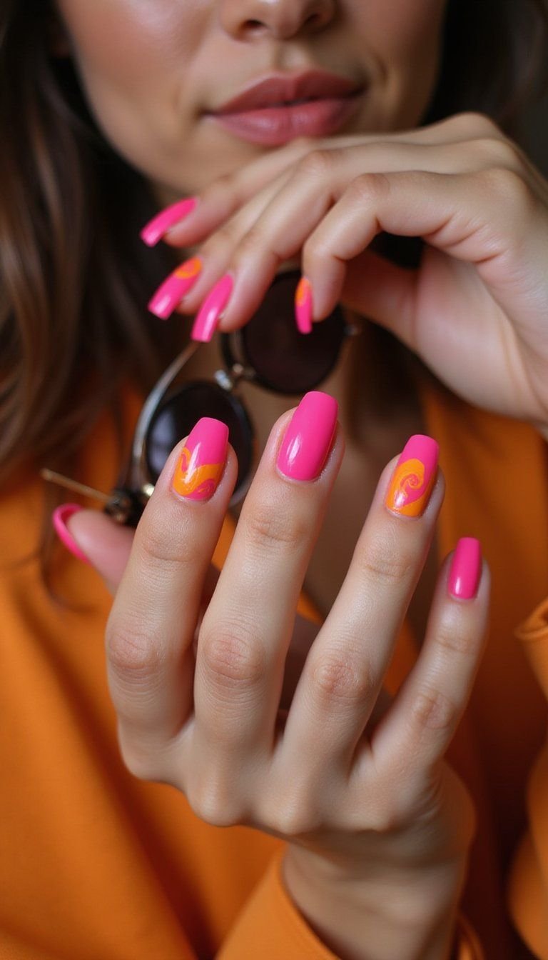 Retro Psychedelic Pink And Orange Swirl Mix