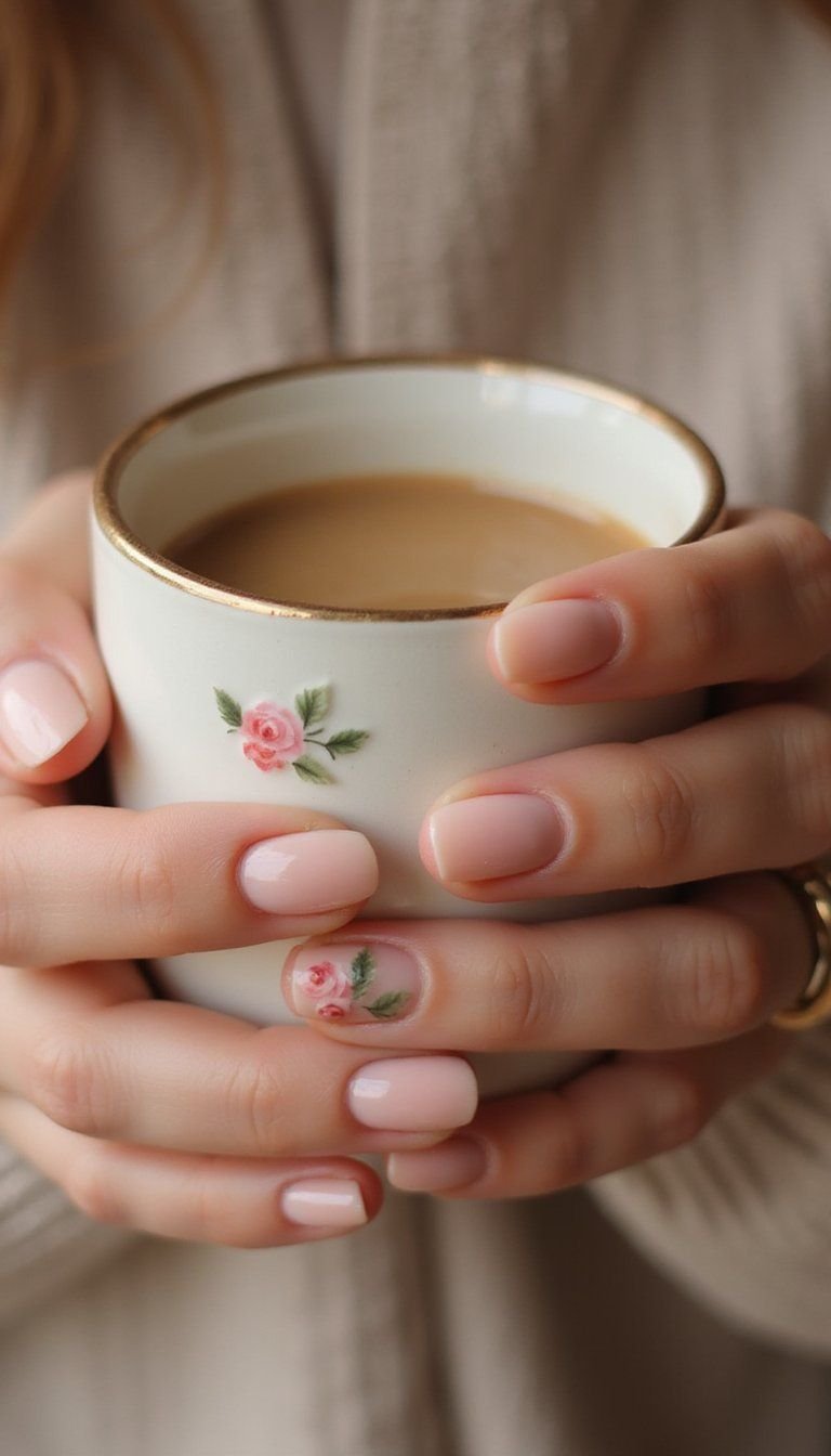 Soft Blush Rose Garden Manicure For Everyday