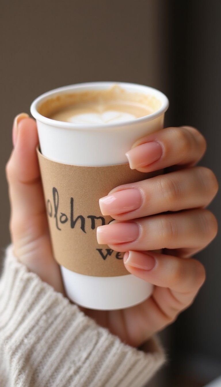 Dreamy Soft Peach Ombre On Almond Nails