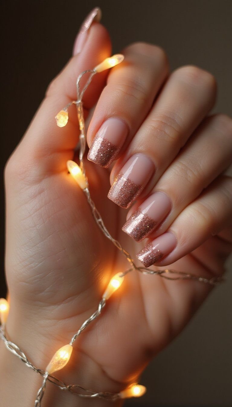 Peach Ombre With Soft Glitter Gradient Accent