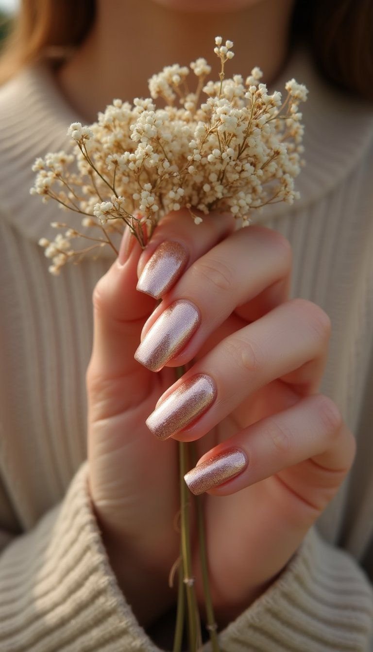 Rose Gold Shimmer Almonds With Fairy Dust Halo