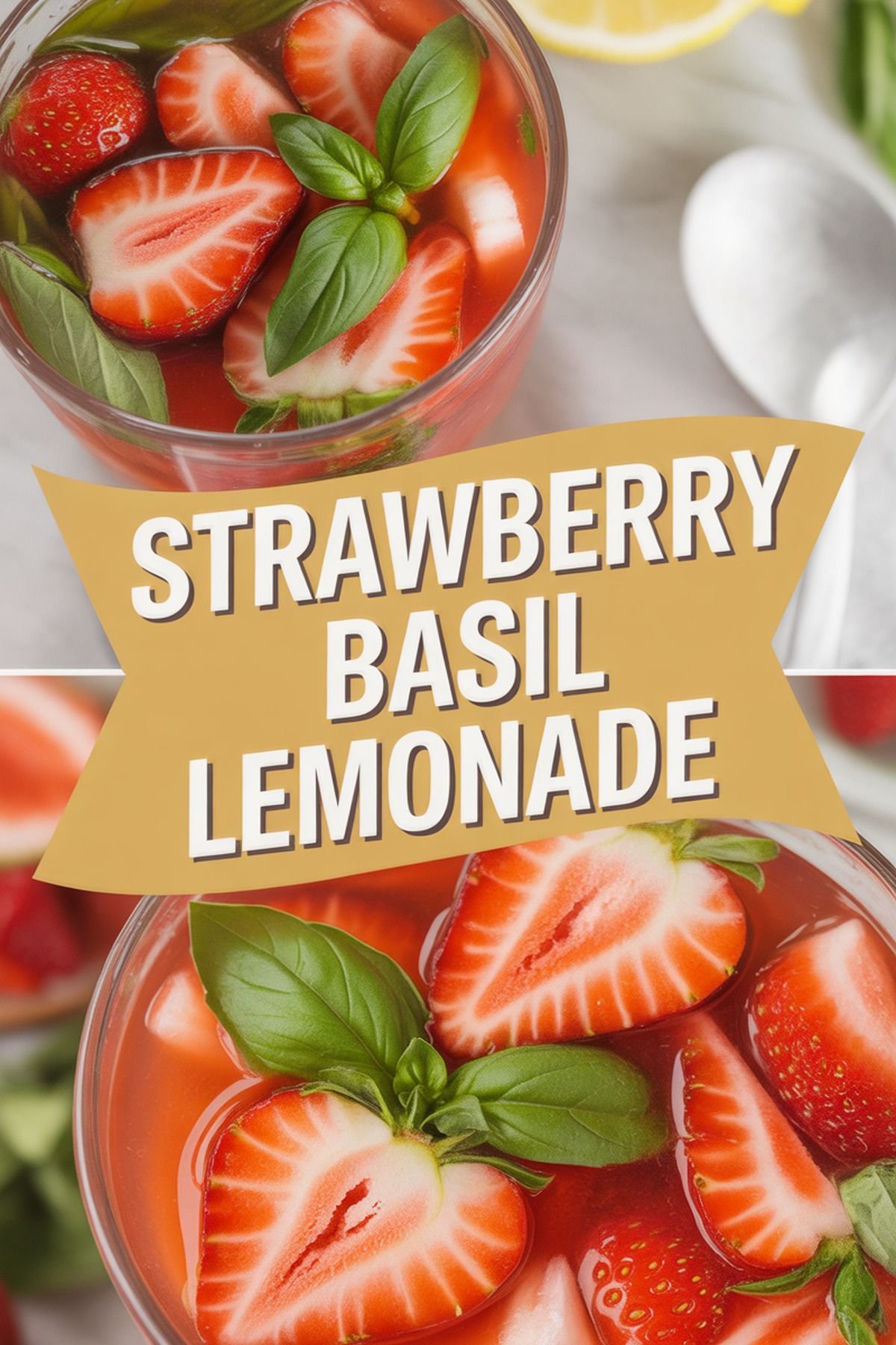Strawberry Basil Lemonade recipe idea in stylish layout